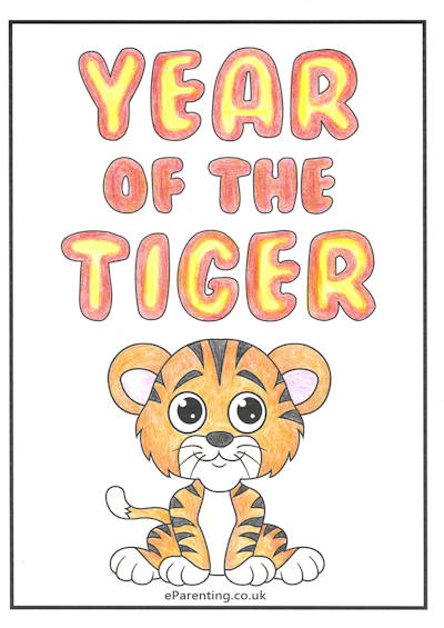 Year of the Tiger Chinese New Year Colouring Picture